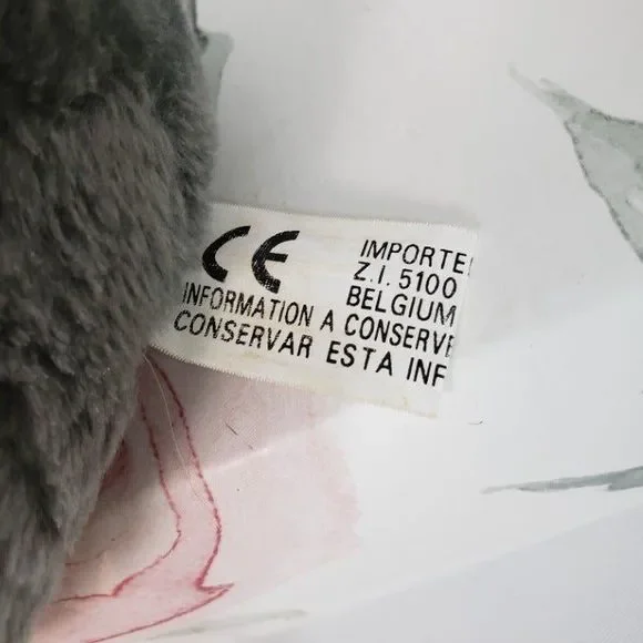 Vintage Belgium Gray Dressed Elephant Plush Trunk Up Pink RARE Stuffed Animal - Picture 8 of 12